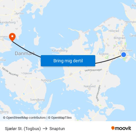 Sjælør St. (Togbus) to Snaptun map