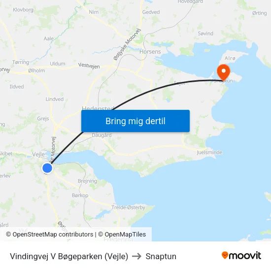 Vindingvej V Bøgeparken (Vejle) to Snaptun map