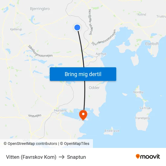 Vitten (Favrskov Kom) to Snaptun map