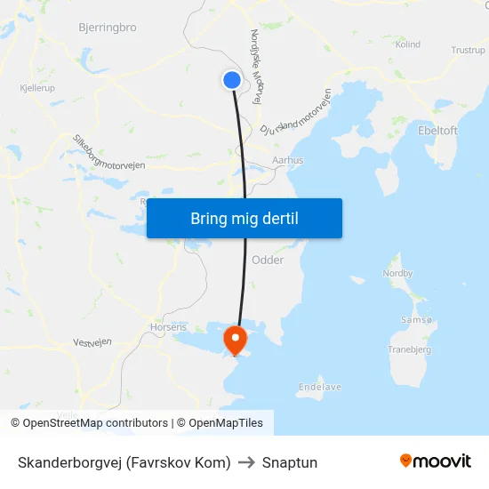 Skanderborgvej (Favrskov Kom) to Snaptun map