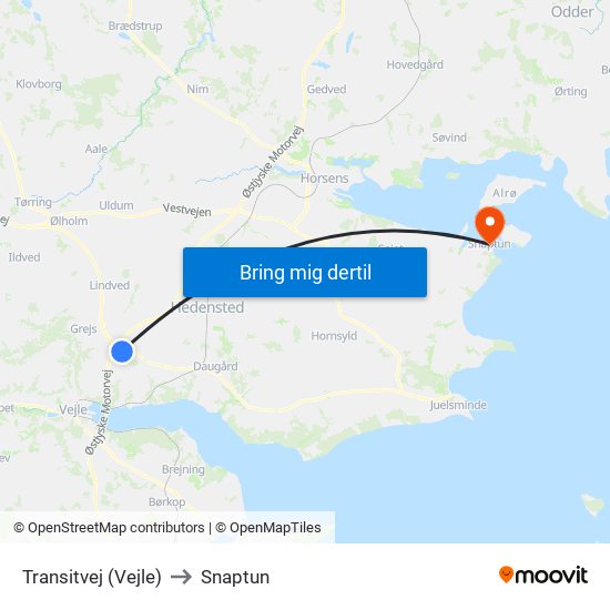 Transitvej (Vejle) to Snaptun map