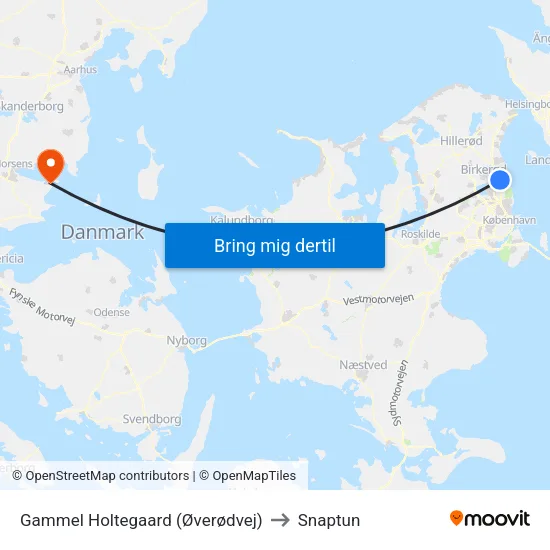 Gammel Holtegaard (Øverødvej) to Snaptun map