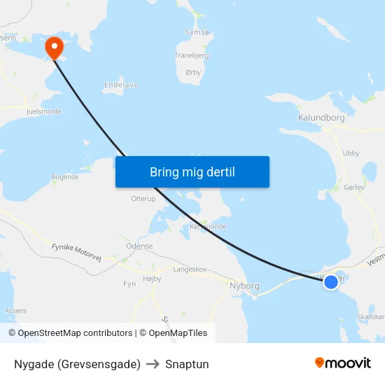 Nygade (Grevsensgade) to Snaptun map