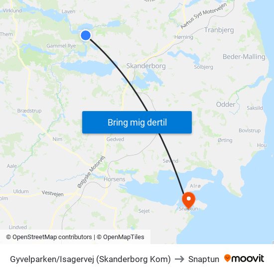 Gyvelparken/Isagervej (Skanderborg Kom) to Snaptun map