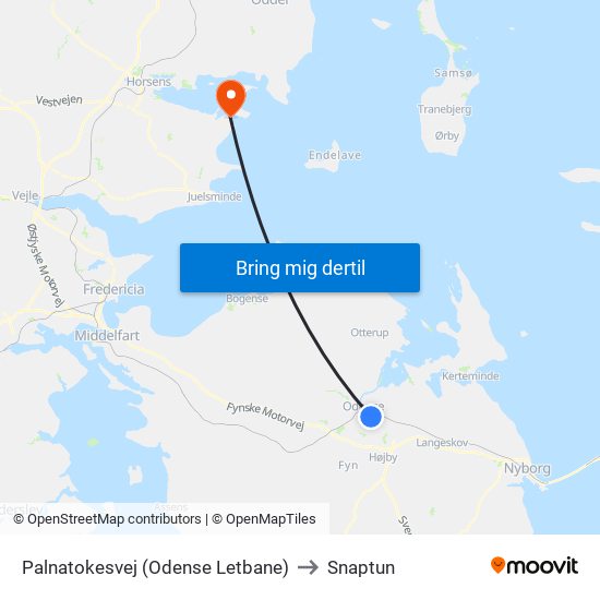 Palnatokesvej (Odense Letbane) to Snaptun map