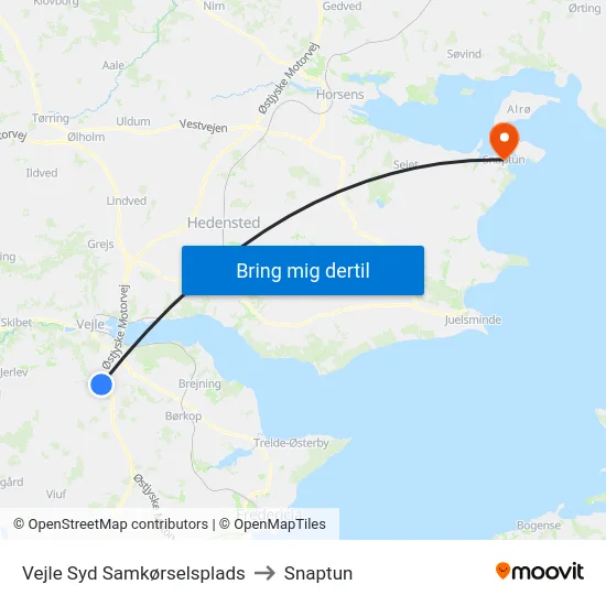 Vejle Syd Samkørselsplads to Snaptun map