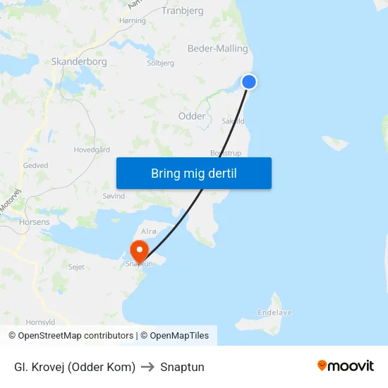 Gl. Krovej (Odder Kom) to Snaptun map