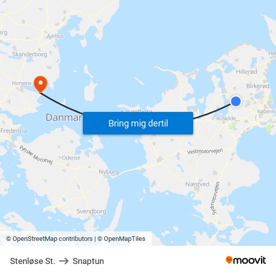 Stenløse St. to Snaptun map