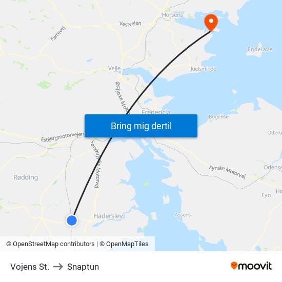 Vojens St. to Snaptun map