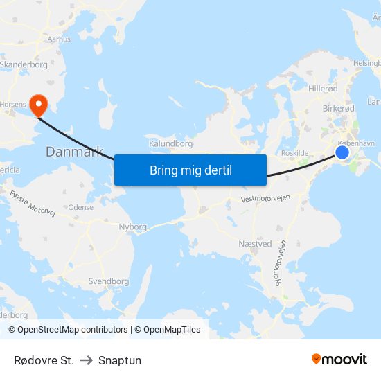 Rødovre St. to Snaptun map
