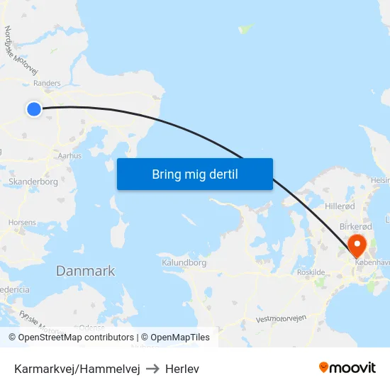 Karmarkvej/Hammelvej to Herlev map