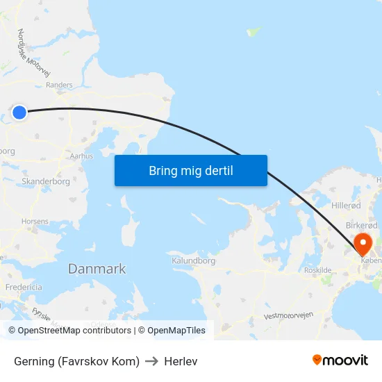 Gerning (Favrskov Kom) to Herlev map