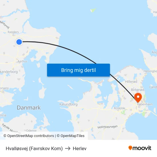 Hvalløsvej (Favrskov Kom) to Herlev map