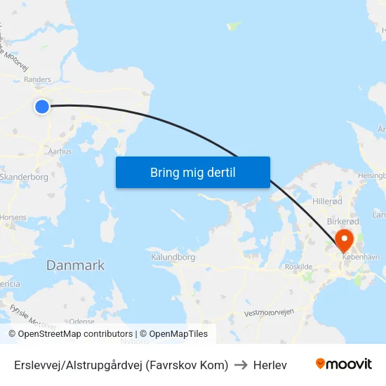 Erslevvej/Alstrupgårdvej (Favrskov Kom) to Herlev map