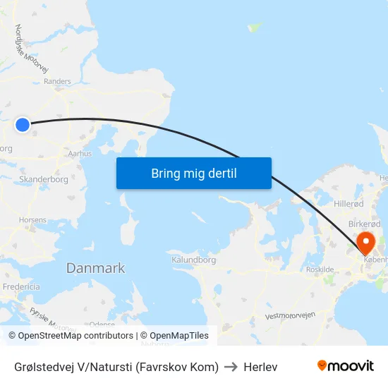 Grølstedvej V/Natursti (Favrskov Kom) to Herlev map