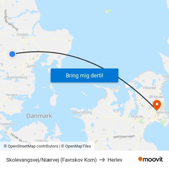 Skolevangsvej/Niærvej (Favrskov Kom) to Herlev map