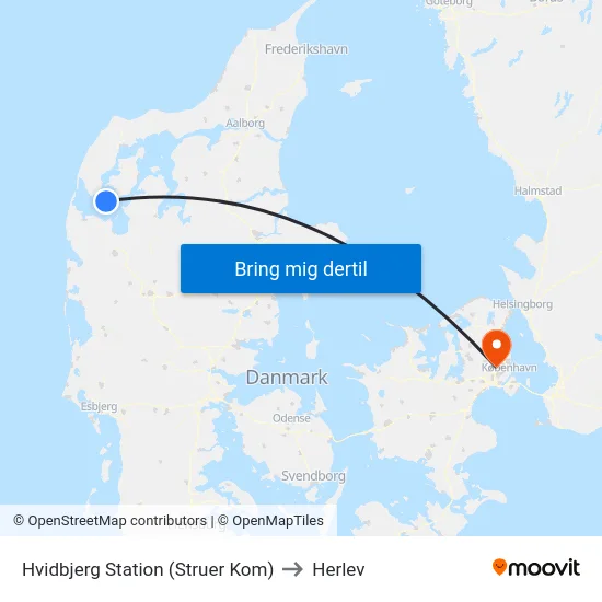 Hvidbjerg Station (Struer Kom) to Herlev map