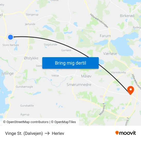 Vinge St. (Dalvejen) to Herlev map