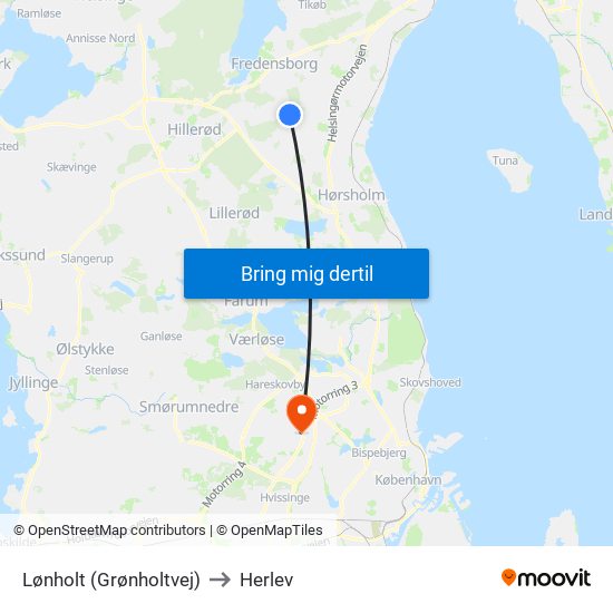 Lønholt (Grønholtvej) to Herlev map