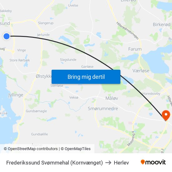 Frederikssund Svømmehal (Kornvænget) to Herlev map