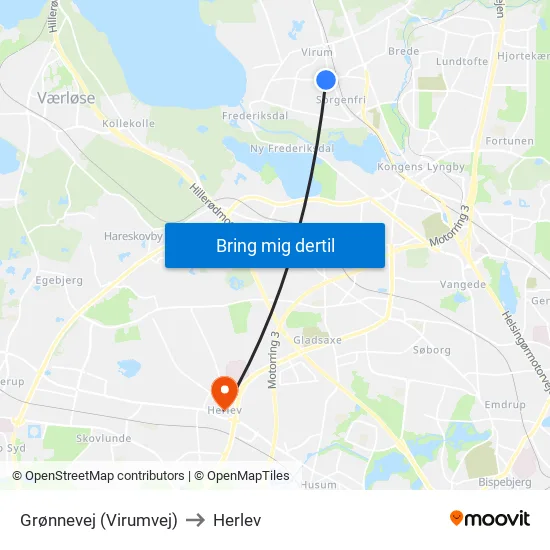 Grønnevej (Virumvej) to Herlev map