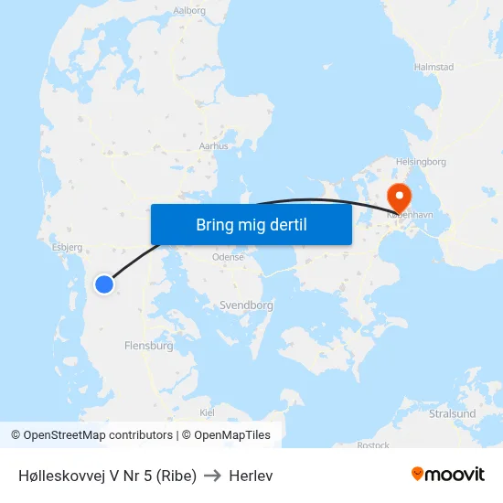 Hølleskovvej V Nr 5 (Ribe) to Herlev map