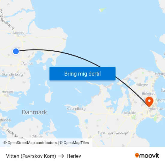 Vitten (Favrskov Kom) to Herlev map