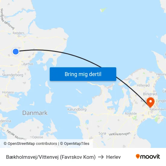 Bækholmsvej/Vittenvej (Favrskov Kom) to Herlev map