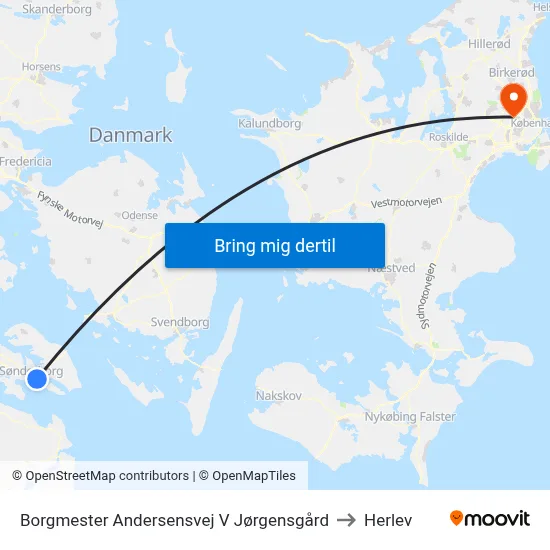 Borgmester Andersensvej V Jørgensgård to Herlev map