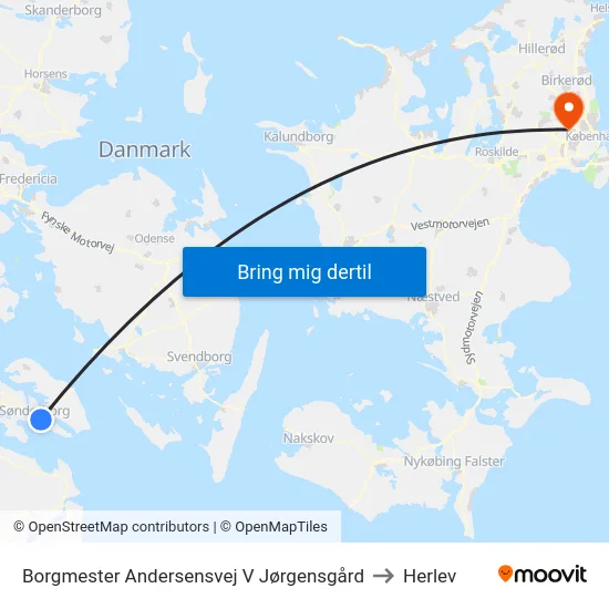 Borgmester Andersensvej V Jørgensgård to Herlev map