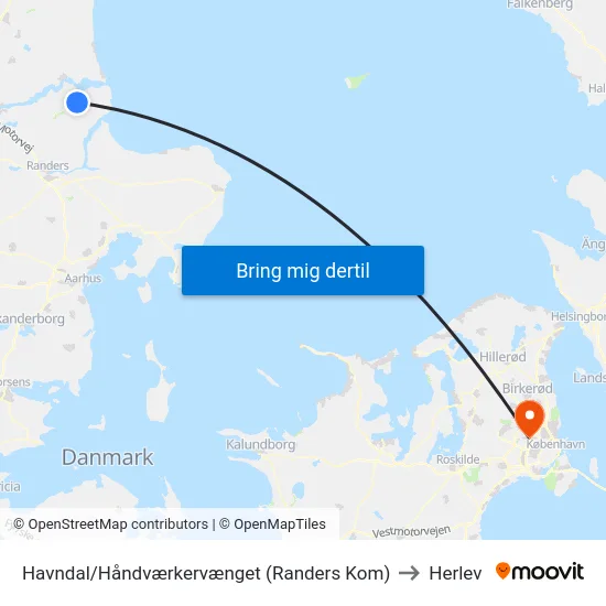 Havndal/Håndværkervænget (Randers Kom) to Herlev map