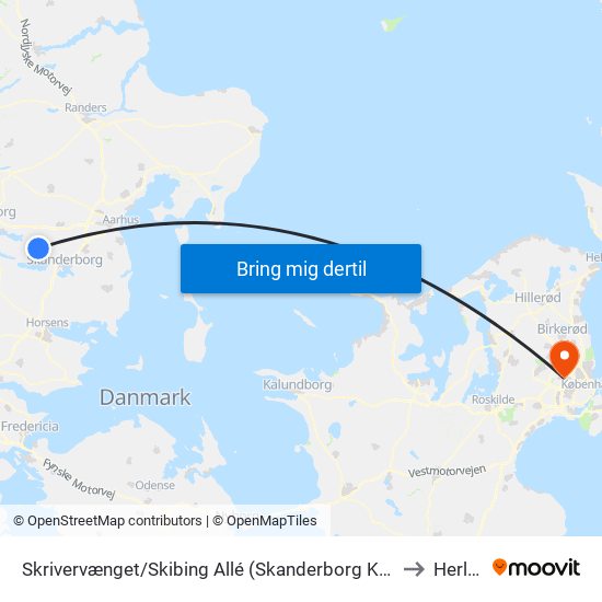 Skrivervænget/Skibing Allé (Skanderborg Kom) to Herlev map