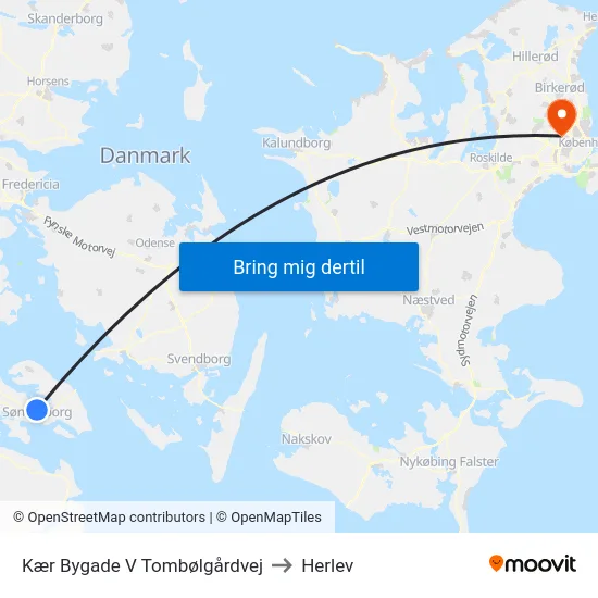 Kær Bygade V Tombølgårdvej to Herlev map