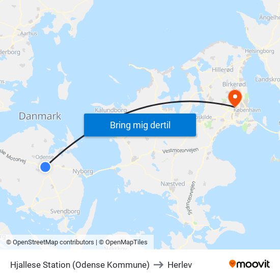 Hjallese Station (Odense Kommune) to Herlev map