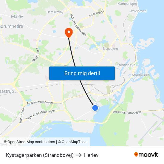Kystagerparken (Strandbovej) to Herlev map