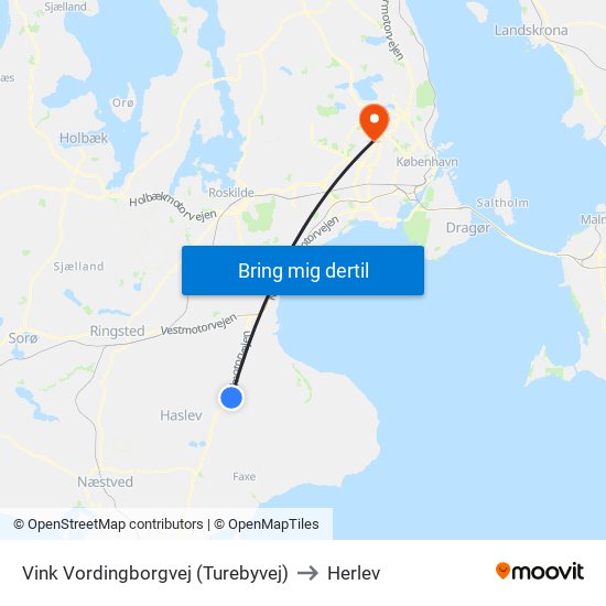 Vink Vordingborgvej (Turebyvej) to Herlev map