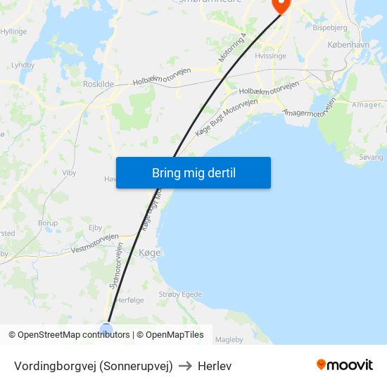 Vordingborgvej (Sonnerupvej) to Herlev map