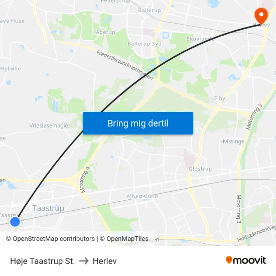 Høje Taastrup St. to Herlev map