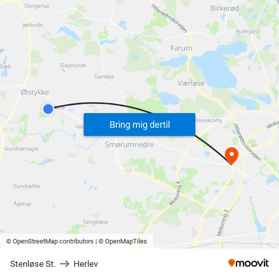 Stenløse St. to Herlev map