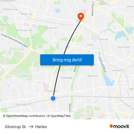 Glostrup St. to Herlev map