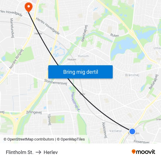 Flintholm St. to Herlev map