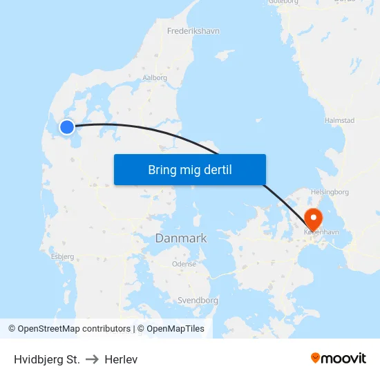 Hvidbjerg St. to Herlev map