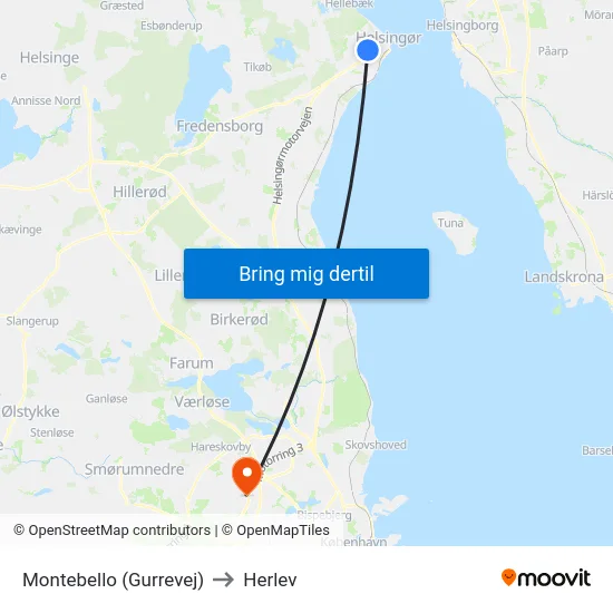 Montebello (Gurrevej) to Herlev map