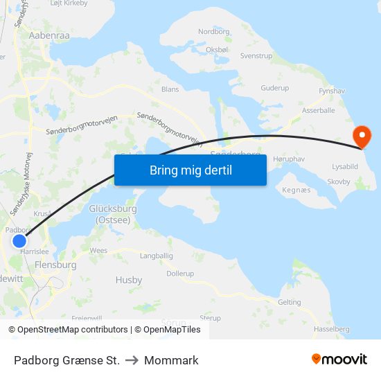 Padborg Grænse St. to Mommark map