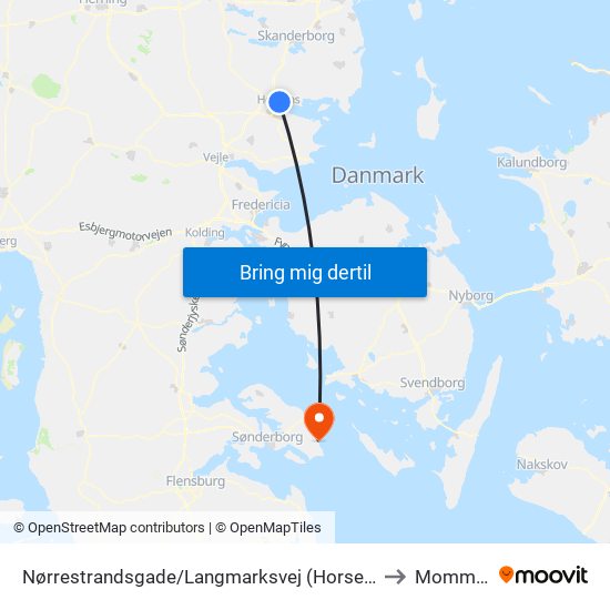 Nørrestrandsgade/Langmarksvej (Horsens Kom) to Mommark map