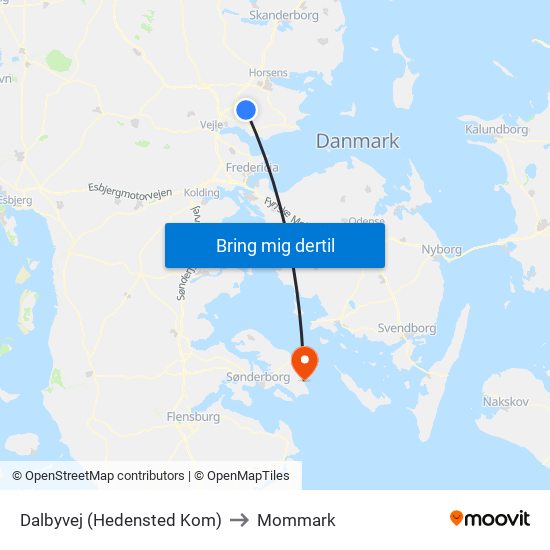 Dalbyvej (Hedensted Kom) to Mommark map