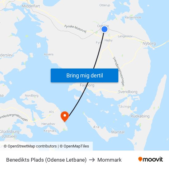 Benedikts Plads (Odense Letbane) to Mommark map