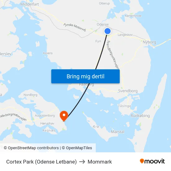 Cortex Park (Odense Letbane) to Mommark map
