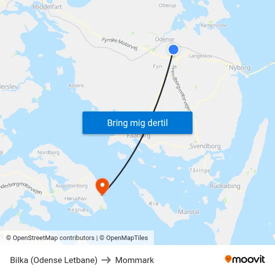 Bilka (Odense Letbane) to Mommark map