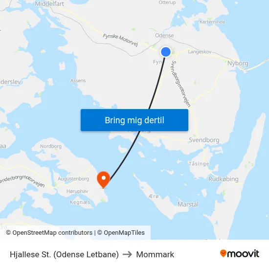 Hjallese St. (Odense Letbane) to Mommark map